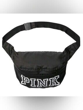 VS PINK Black Classic White Logo Convertible Backpack Fanny Pack Bag NEW TAGS